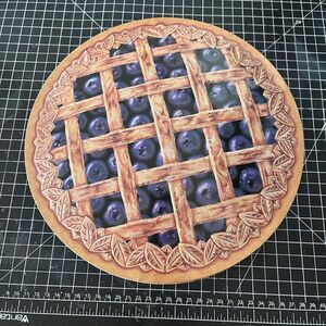 10.5 Inch Lattice Blue Berry Pie Tin Graphics Inside and Out Farmhouse Cottage